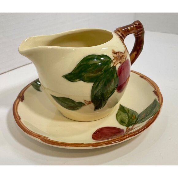 Franciscan Apple Hand-Decorated Creamer & Saucer Set Made In California USA - Picture 4 of 6